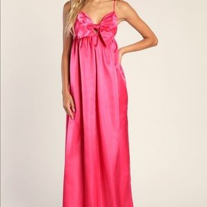 NWT- Pink Babydoll Maxi Dress with Pockets